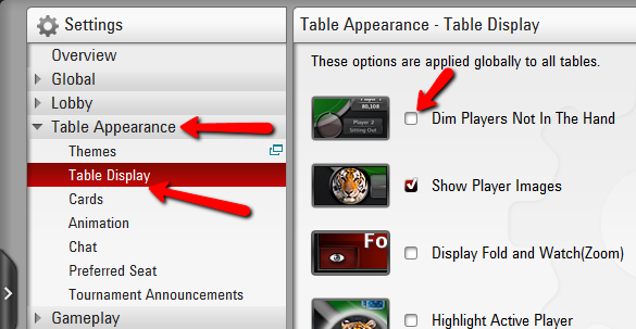 Disable Dim Players Not In Hand (PokerStars 7)
