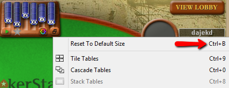 Reset to default size