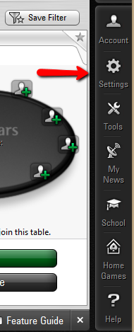 Go to Settings (PokerStars 7)